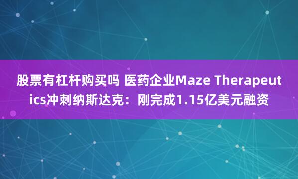 股票有杠杆购买吗 医药企业Maze Therapeutics冲刺纳斯达克：刚完成1.15亿美元融资