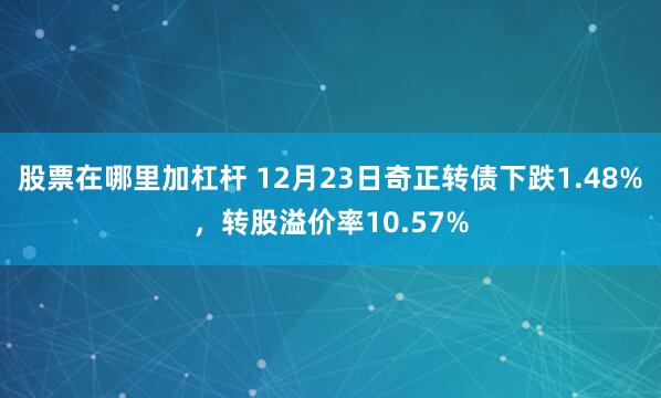 股票在哪里加杠杆 12月23日奇正转债下跌1.48%，转股溢价率10.57%