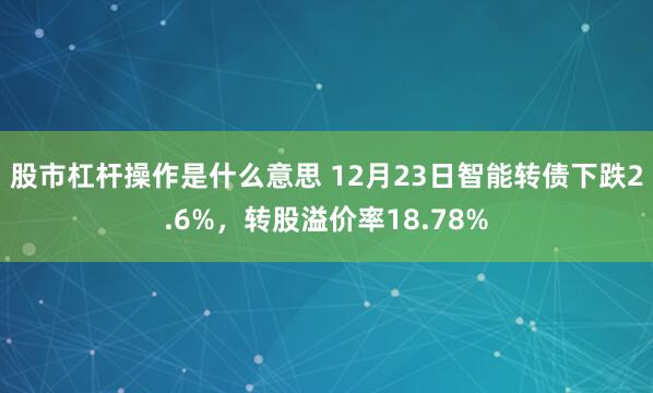 股市杠杆操作是什么意思 12月23日智能转债下跌2.6%，转股溢价率18.78%