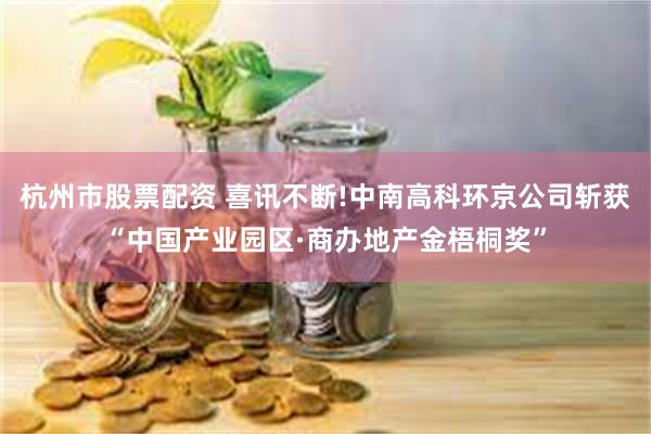 杭州市股票配资 喜讯不断!中南高科环京公司斩获“中国产业园区·商办地产金梧桐奖”