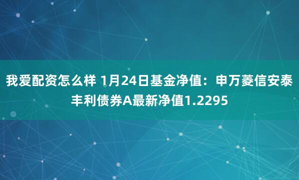 我爱配资怎么样 1月24日基金净值：申万菱信安泰丰利债券A最新净值1.2295