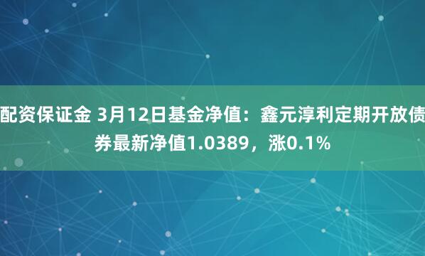 配资保证金 3月12日基金净值：鑫元淳利定期开放债券最新净值1.0389，涨0.1%